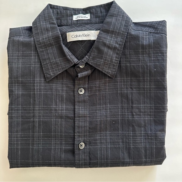 Men's Calvin Klein Black Gray Button down Shirt  Cotton M - Picture 1 of 6